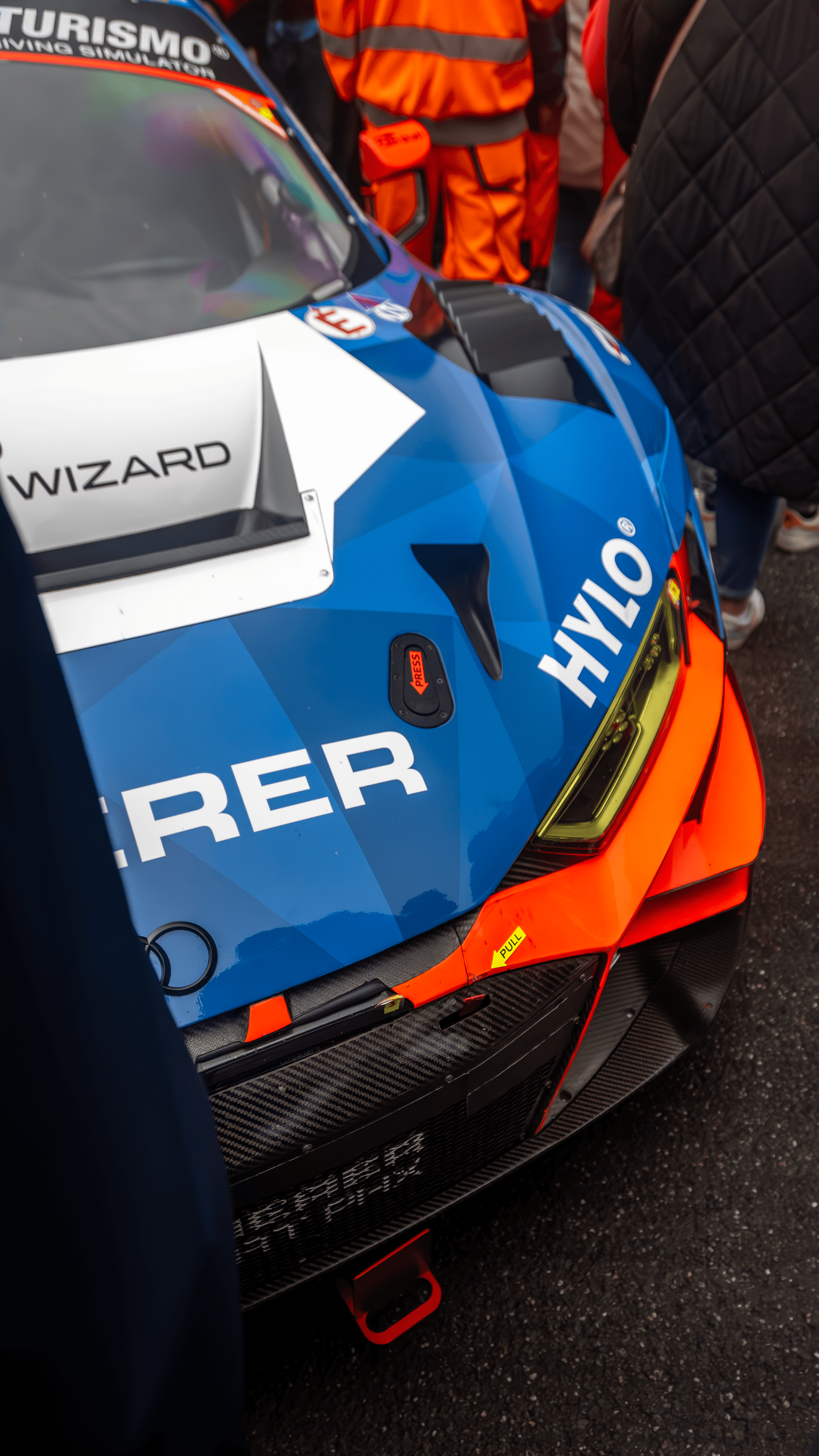 A close study of a race prototype cockpit and livery details.